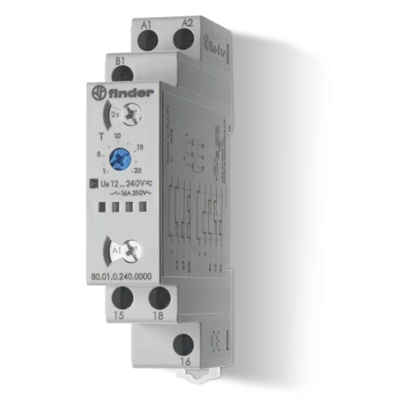 RELEU DE TIMP MODULAR 17.5MM LATIME MULTI-FUNCTIUNE (AI DI SW BE CE DE) MULTI-TENSIUNE (12...240)VC.A./C.C. 6 INTERVALE DE TEMPORIZARE (0.1S...20H) 1C 16A AGCDO