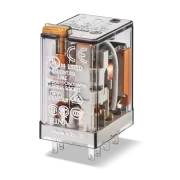 RELEU INDUSTRIAL MINIATURIZAT FISABIL ALIMENTARE 12VC.A. 2C 10A AGNI CU BUTON DE PROBA BLOCABIL+ INDICATOR MECANIC