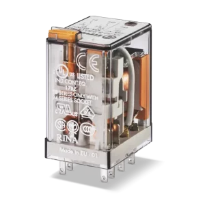 RELEU INDUSTRIAL MINIATURIZAT FISABIL ALIMENTARE 12VC.A. 2C 10A AGNI CU BUTON DE PROBA BLOCABIL+ INDICATOR MECANIC