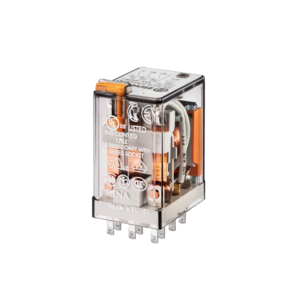 RELEU INDUSTRIAL MINIATURIZAT FISABIL ALIMENTARE 230VC.A. 3C 10A AGNI CU BUTON DE PROBA BLOCABIL