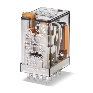 RELEU INDUSTRIAL MINIATURIZAT FISABIL ALIMENTARE 24VC.A. 2C 10A AGNI CU BUTON DE PROBA BLOCABIL+ INDICATOR MECANIC