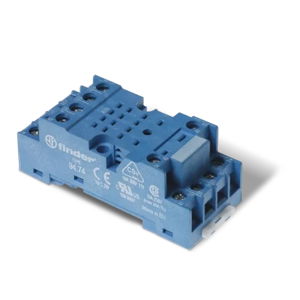 SOCLU BORNE CU SURUB PENTRU RELEE 55.32/85.02/55.54/85.04 PREIA MODULE 99.01; ECHIPAT CU CLEMA DE RETINERE METALICA 094.71 ALBASTRU