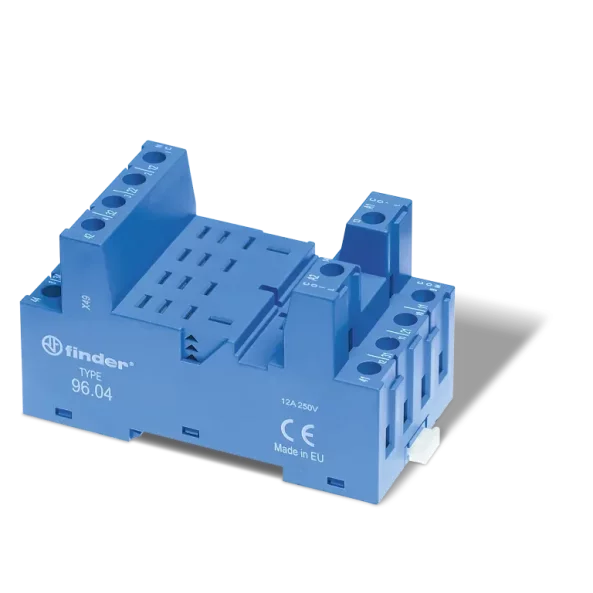 SOCLU TERMINALE CU SURUB PENTRU RELEE 56.34 ECHIPAT CU CLEMA DE RETINERE/DESPRINDERE METALICA 096.71 ALBASTRU