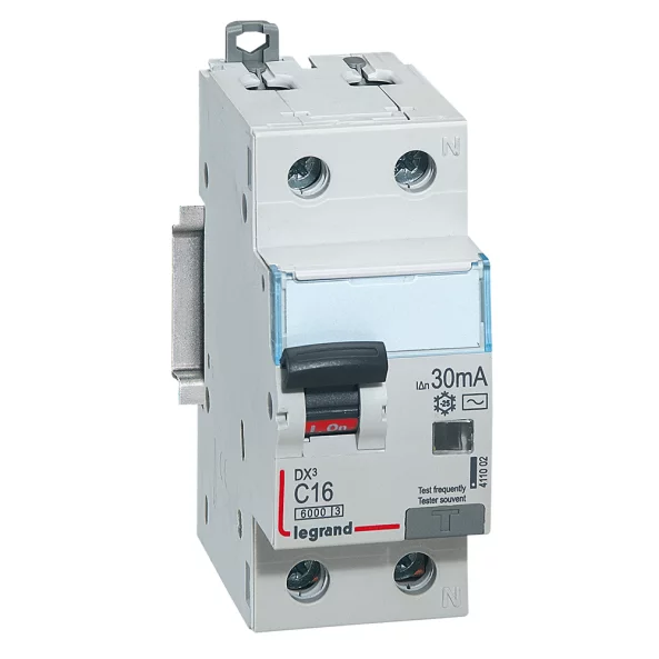 LEGRAND 411002 DISJUNCTOR DX3 1P+N C16 6000A AC 30MA