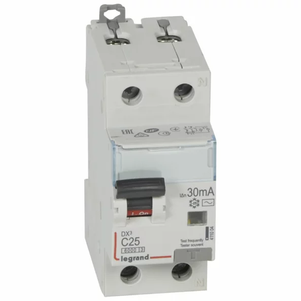 LEGRAND 411004 DISJUNCTOR DX3 1P+N C25 6000A AC 30MA