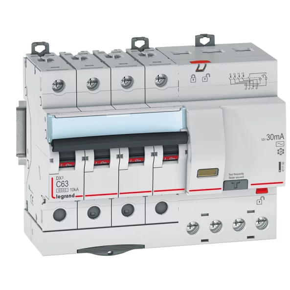LEGRAND 411192 DISJUNCTOR DX3 4P C63 6000A AC 30MA 4M