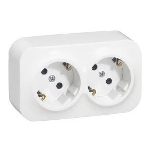 PRIZA 2X2P+T 16A PROTECTIE COPII ALBA 782423