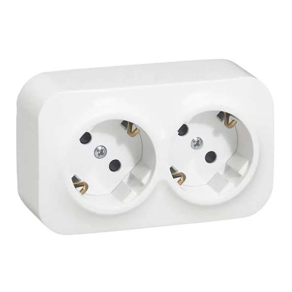 PRIZA 2X2P+T 16A PROTECTIE COPII ALBA 782423