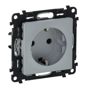PRIZA SCHUKO 2P+T PROTECTIE COPII BORNE AUTOMATE ALUMINIU