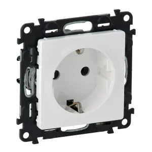 PRIZA SCHUKO 2P+T PROTECTIE COPII BORNE SURUBURI ALBA