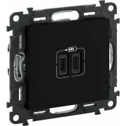 INCARCATOR DUBLU USB C+C 5V 15W NEGRU MAT