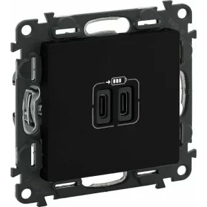 INCARCATOR DUBLU USB C+C 5V 15W NEGRU MAT