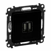 INCARCATOR USB DUBLU 5V 1500MA NEGRU MAT VALENA