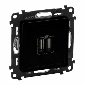 INCARCATOR USB DUBLU 5V 1500MA NEGRU MAT VALENA