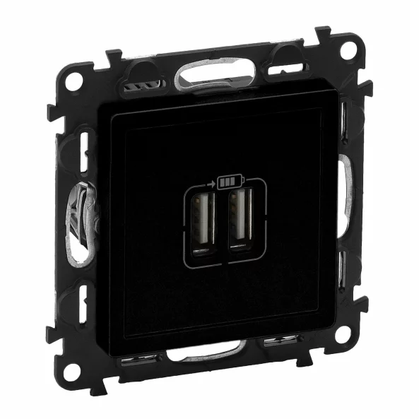 INCARCATOR USB DUBLU 5V 1500MA NEGRU MAT VALENA