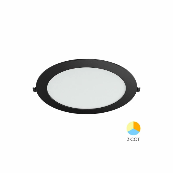 SPOT CU LED ROTUND INCASTRAT 24W 10INC NEGRU CCT