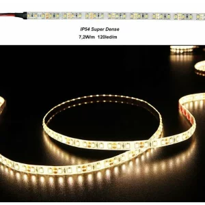 BANDA LED SUPER DENSE 7.2W 12V IP54 L.CALDA 120LED/M