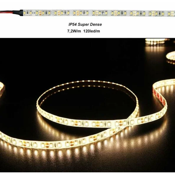 BANDA LED SUPER DENSE 7.2W 12V IP54 L.CALDA 120LED/M