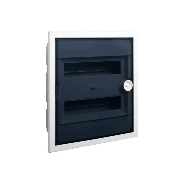 COFRET DE DISTRIBUTIE DIN PLASTIC USA PLATA TRASPARENTA MONTARE INCASTRATA IP40 1 RAND 12 MOD.E