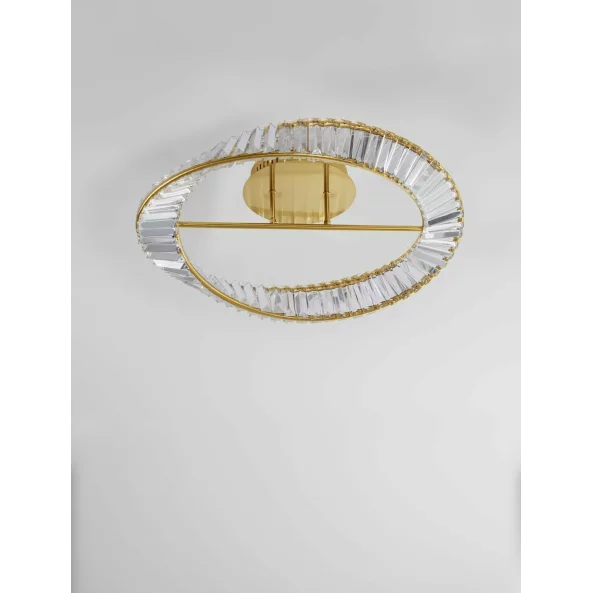 NOVA LUCE 9333060 AURELIA PLAFONIERA GOLD METAL &amp; CRYSTAL LED 36W