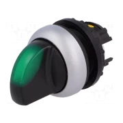 SELECTOR SWITCH ILLUMINATED 2 POSITIONS SPRING-RETURN TITAN RING 40? GREEN