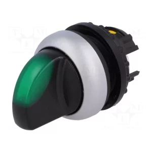 SELECTOR SWITCH ILLUMINATED 2 POSITIONS SPRING-RETURN TITAN RING 40? GREEN