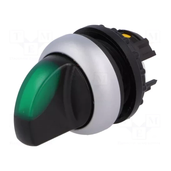 SELECTOR SWITCH ILLUMINATED 2 POSITIONS SPRING-RETURN TITAN RING 40? GREEN