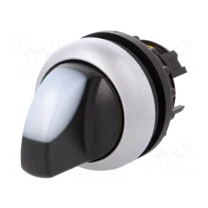 SELECTOR SWITCH ILLUMINATED 3 POSITIONS SPRING-RETURN TITAN RING 40? WHITE