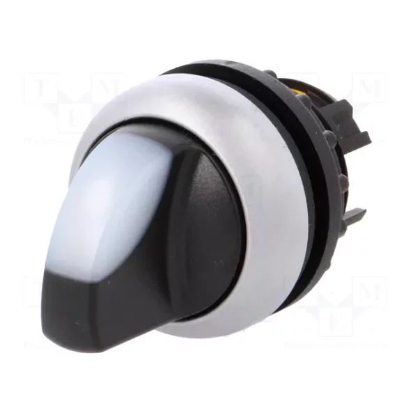 SELECTOR SWITCH ILLUMINATED 3 POSITIONS SPRING-RETURN TITAN RING 40? WHITE