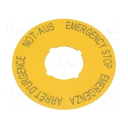 ETICHETA STOP DE URGENTA IP66 DIAMETRU 60MM LIMBI: DE / EN / FR / IT