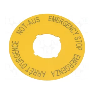 ETICHETA STOP DE URGENTA IP66 DIAMETRU 60MM LIMBI: DE / EN / FR / IT