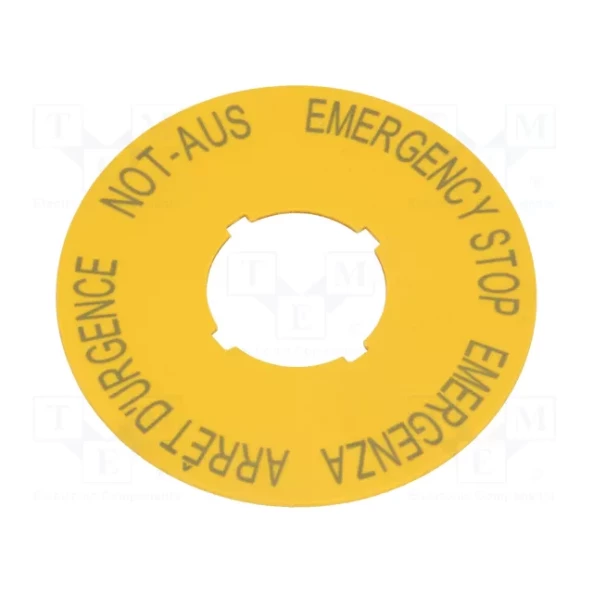 ETICHETA STOP DE URGENTA IP66 DIAMETRU 60MM LIMBI: DE / EN / FR / IT