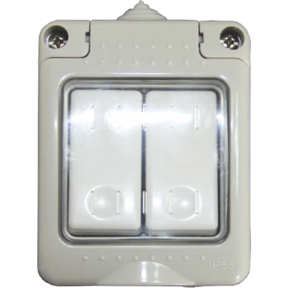 INTRERUPATOR DUBLU PT IP55 10A - PACIFIC