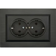 PRIZA SCHUKO DUBLA QUANTUM NEGRU OV00846