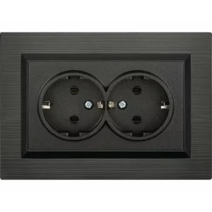 PRIZA SCHUKO DUBLA QUANTUM NEGRU OV00846