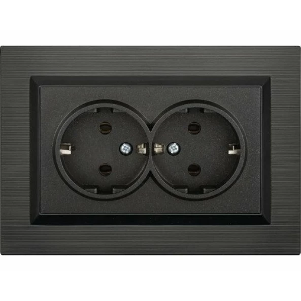 PRIZA SCHUKO DUBLA QUANTUM NEGRU OV00846