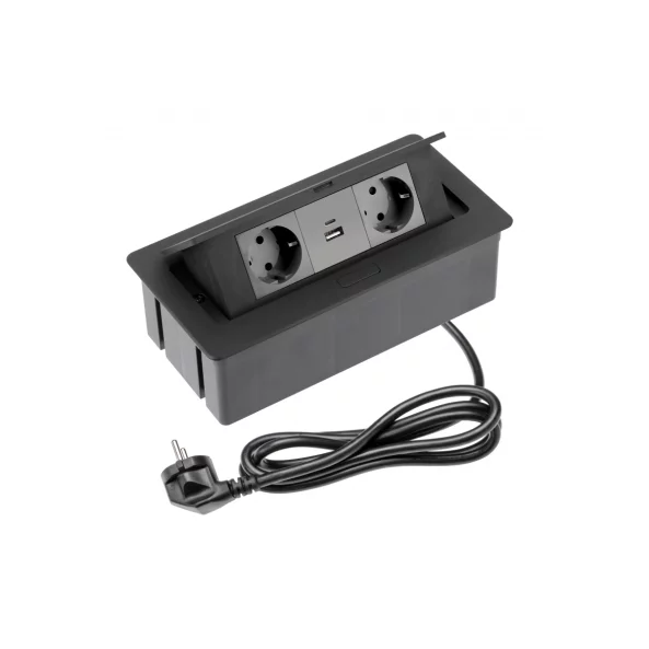 GTV PRIZA 2 SCHUKO 2 USB ARGINTIU AE-PBSUC2GS-53