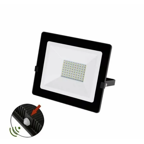 PROIECT.LED SMD +FOTOCELULA 50W L.ALBA(4000K) 230V NEGRU