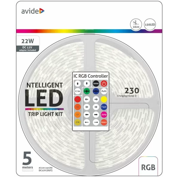 BRA BANDA LED 5M 12V 22W SMD 30 LED ADRES+PROG RGB ABLSBL12V5050-30RGB