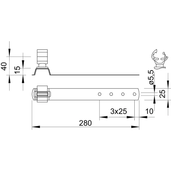 SUPORT CONDUCTOR PE ACOPERIS  157 FK-VA 280 8MM