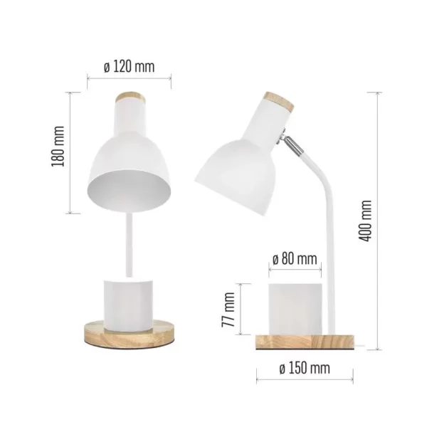 LAMPA DE BIROU POPPY WHITE E27