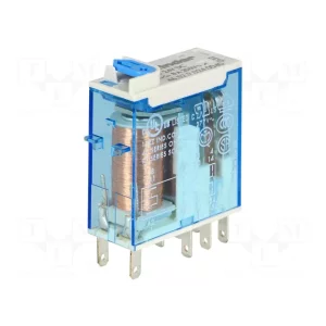 RELEU INDUSTRIAL MINIATURIZAT FISABIL TERMINALE LAMELARE(2.5X0.5MM) PRETABILE SI PENTRU COSITORIRE ALIMENTARE 24VC.C. 2C 8A AGNI CU BUTON DE PROBA BLOCABIL+ INDICATOR MECANIC