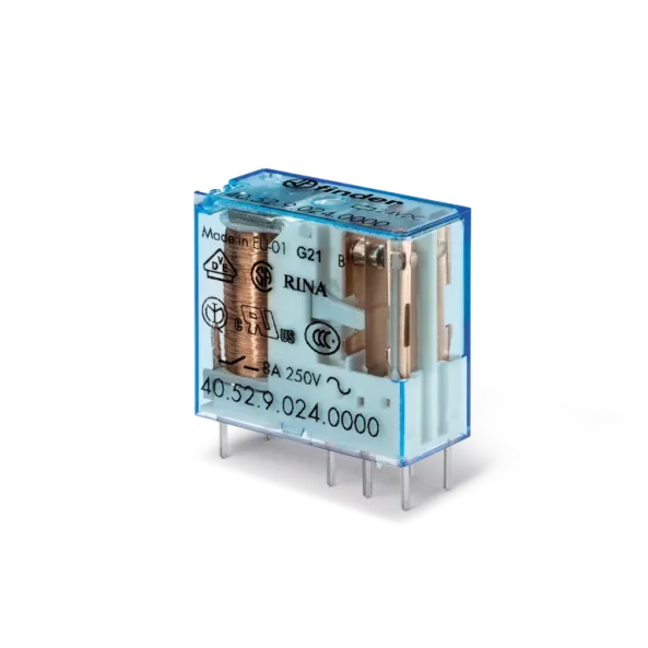 RELEU MINIATURIZAT IMPLANTABIL 5MM INTRE PINII CONTACTULUI ALIMENTARE 24VC.A. 2C 8A AGNI