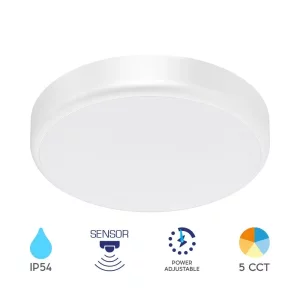 APLICA LED ALB ALANA PUTERE SELECTABILA SI SENZOR RADAR 180G FI 280X60 IP54 5CCT 10/15/20W KIT 3H