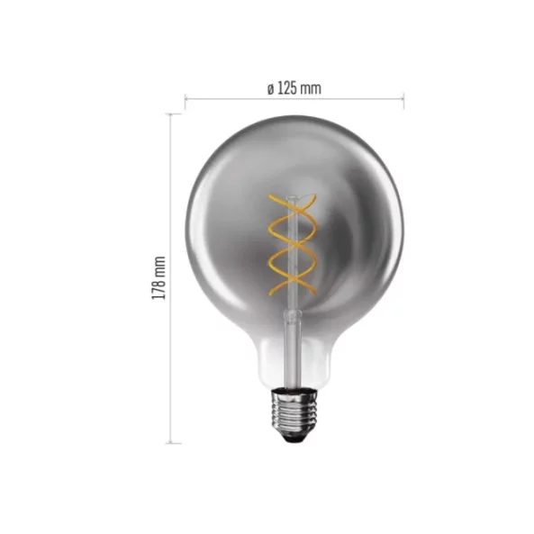 Bec LED deco smoked 4 5W 180LM E27 1800K G125 Emos Z58311