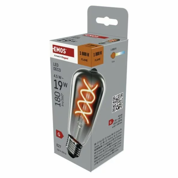 Bec LED deco smoked 4 5W 180LM E27 1800K ST64 Emos Z57311