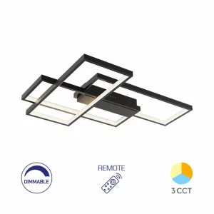 LUSTRA LED NELA CU TELECOMANDA 65W 7150LM CCT IP20 NEAGRA BR-BH17-04591
