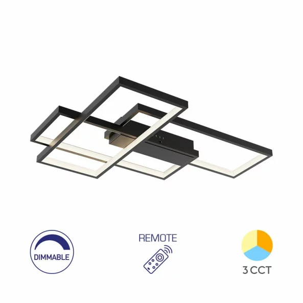 LUSTRA LED NELA CU TELECOMANDA 65W 7150LM CCT IP20 NEAGRA BR-BH17-04591