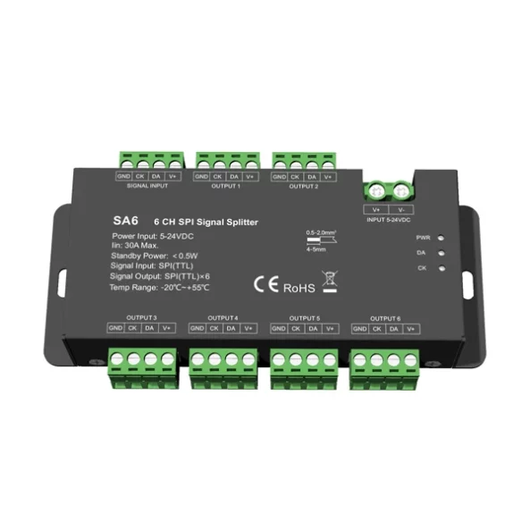 SPLITER PENTRU BANDA LED PIXEL SAR6 1 LA 6 5-24VDC CANAL MONOCOLORA 145-71431