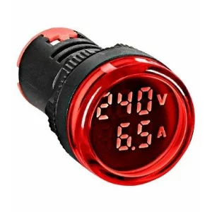 Volt ampermetru rosu circular /, 22.5MM, 0-100A, 50-500VAC, MGF40100R-